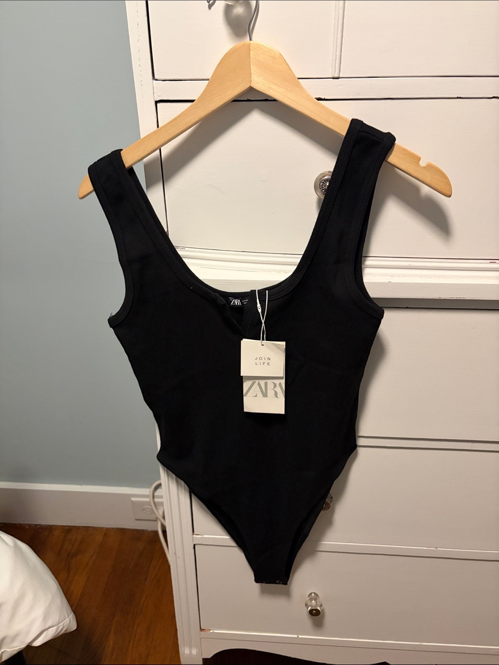 Zara Black Ribbed Kids One-Piece Bodysuit